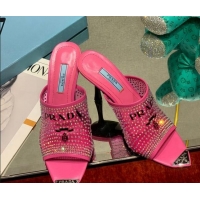 Best Grade Prada TPU High Heel Mules 10cm with Crystal Studs Pink 2042740