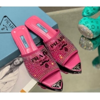 1:1 aaaaa Prada TPU Flat Mules with Crystal Studs Pink 2042752