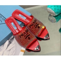 Classic Specials Prada TPU Flat Mules with Crystal Studs Red 2042753