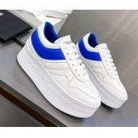 Sumptuous Celine Calfskin Flatform Sneakers White/Blue 042142