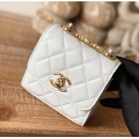 Discount Chanel mini Shoulder Bag Lambskin & Gold-Tone Metal 88631 White