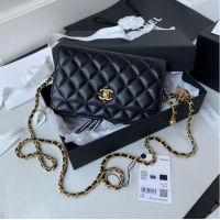 Luxury Discount Chanel Lambskin Flap Shoulder Bag AP1450 black