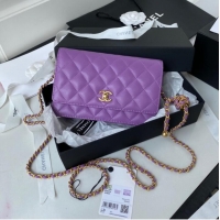 Inexpensive Chanel Lambskin Flap Shoulder Bag AP1450 Purple