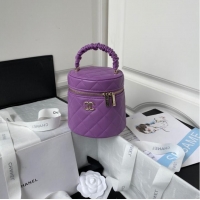 Buy Cheapest Chanel lambskin top handle bag AP2730 Purple