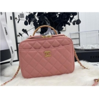 Luxury Discount CHANEL HANDBAG Grained Calfskin&Gold-Tone Metal AP3222 pink