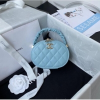 Reasonable Price Chanel lambskin top handle bag AP27301 blue