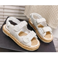 Unique Style Chanel Tweed Strap Sandals G38945 Off-White 042178