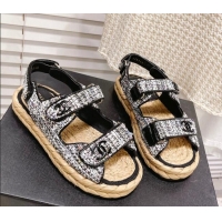 Modern Chanel Tweed Strap Sandals G38945 Black/Multicolor 042179