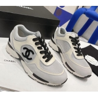 Best Product Chanel Calfskin, Mesh & Suede Sneakers G39066 White/Black/Gray 042190