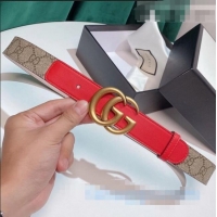 Low Cost Gucci GG Belt 30mm with Double G Buckle 625839 Red