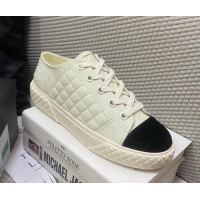 Low Cost Chanel Quilted Calfskin Low-top Sneakers G38280 White