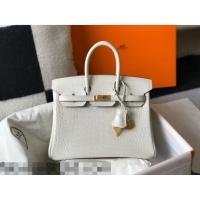 Promotional Hermes Birkin 25cm Bag in Crocodile Embossed Calf Leather H25 White/Gold