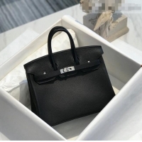 Inexpensive Hermes Birkin 25cm Bag in Togo Calfskin H25 Black/Silver