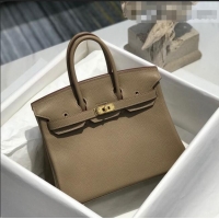 Traditional Grade Hermes Birkin 25cm Bag in Togo Calfskin H25 Coat Grey/Gold