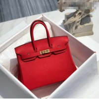 Famous Brand Hermes Birkin 25cm Bag in Togo Calfskin H25 Red/Gold