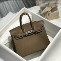 Grade Quality Hermes Birkin 25cm Bag in Togo Calfskin JEtoupe H25 Elephant Grey/Silver