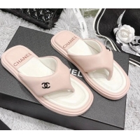 Stylish Chanel Lambskin Flat Thong Sandals Pink 0426100