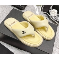 Pretty Style Chanel Lambskin Flat Thong Sandals Yellow 0426101