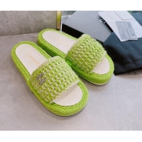 Cheap Price Chanel Braided Knit Flat Slide Sandals G38189 Green