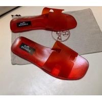 Best Price Hermes PVC Classic Flat Slide Sandals Red 0422124