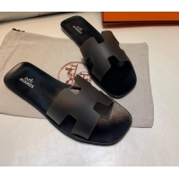 Purchase Hermes PVC Classic Flat Slide Sandals Black 0422125