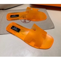 Low Price Hermes PVC Classic Flat Slide Sandals Orange 0422126