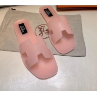 Grade Quality Hermes PVC Classic Flat Slide Sandals Light Pink 0422127