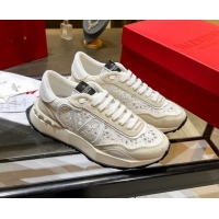 Perfect Valentino Lacerunner Lace and Mesh Sneakers White 042647