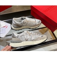 Pretty Style Best Grade Valentino Lacerunner Lace and Mesh Sneakers Grey 042650