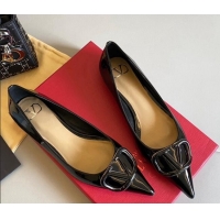 Low Price Valentino VLogo Patent Leather Ballerinas Flat Black 042652