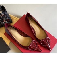 Best Price Valentino VLogo Patent Leather Ballerinas Flat Burgundy 042653