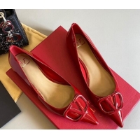 Stylish Valentino VLogo Patent Leather Ballerinas Flat Red 042654