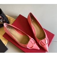 Good Looking Valentino VLogo Patent Leather Ballerinas Flat Pink 042655