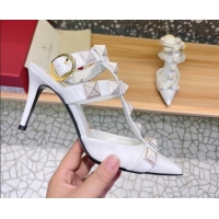 Purchase Valentino Roman Stud Ankle Strap Sandals 8cm White 051123