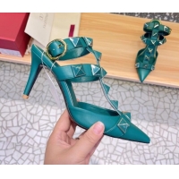 Discount Valentino Roman Stud Ankle Strap Sandals 8cm Green 051125