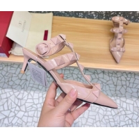 Fashion Valentino Roman Stud Ankle Strap Sandals 4.5cm Nude 2051130