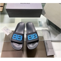 Discount Balenciaga TPU BB Flat Slide Sandals Black/Blue 042117