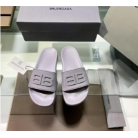 Modern Balenciaga TPU BB Flat Slide Sandals Grey 042118