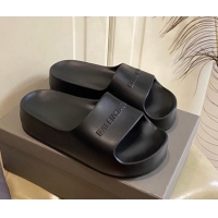 Sumptuous Balenciaga Rubber Chunky Slide Sandal Black 042689