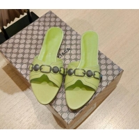 Pretty Style Balenciaga Le Cagole Calfskin Flat Slide Sandals Kiwi Green 051912