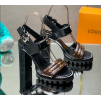 Shop Cheap Louis Vuitton Star Trail Sandal with 9.5cm Heel Black/Monogram 0517051