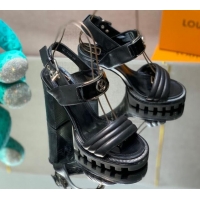 Sumptuous Louis Vuitton Star Trail Sandal with 9.5cm Heel All Black 0517056