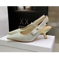 Purchase Dior J'Adior Slingback Pumps 6.5cm in Grey Cotton Embroidered with Crystal 052082