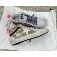 Perfect Golden Goose GGDB Glitter Mid Star Sneakers Grey/Gold 052102