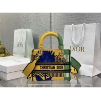 Buy Discount Dior MEDIUM LADY D-LITE BAG Embroidered C0420 yellow