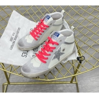 Cheap Price Golden Goose GGDB Leather Mid Star Sneakers White/Silver/Pink 052124