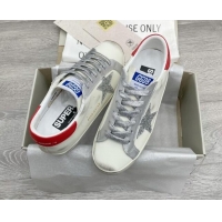 Low Cost Golden Goose GGDB Super-Star Sneakers White/Silver/Red 052148