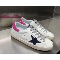 Duplicate Golden Goose GGDB Super-Star Sneakers with Blue Glitter Star White 052151