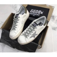 Modern Golden Goose GGDB Super-Star Sneakers with Silver Glitter Star White 052153