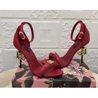 Fashion Dolce & Gabbana DG Calfskin High Heel Sandals 10.5cm Red 050713